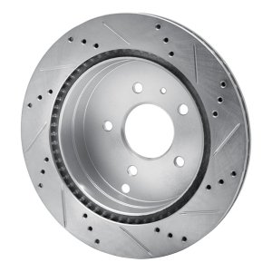 Chevrolet Captiva Brake Rotor (1) - Rear Left - R1 Concepts - Drilled & Slotted - Silver - `07-`15